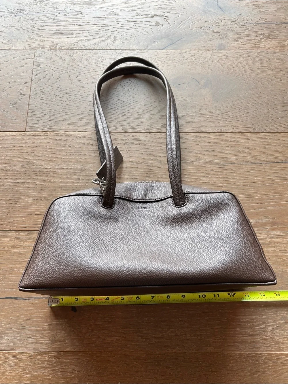 BAGGU Brown Textured Leather Shoulder Bag